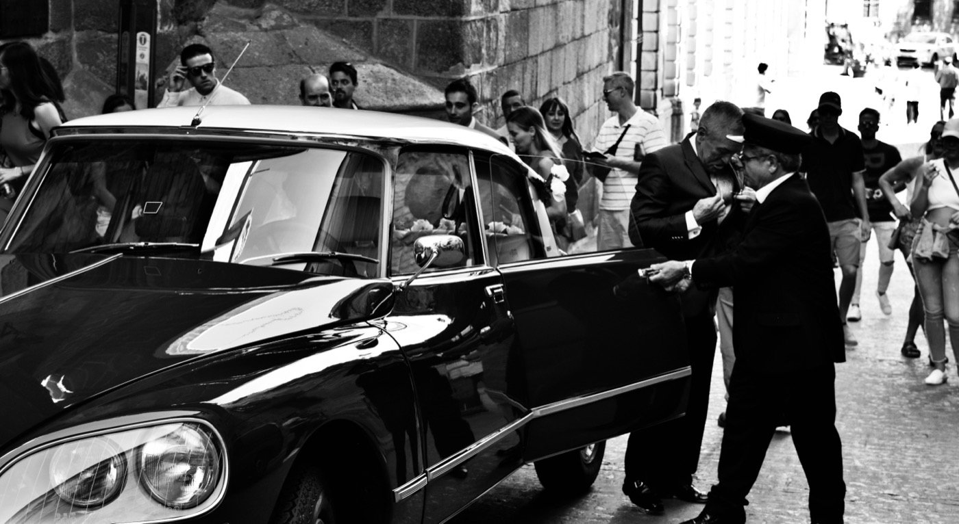 Classic car on a city street