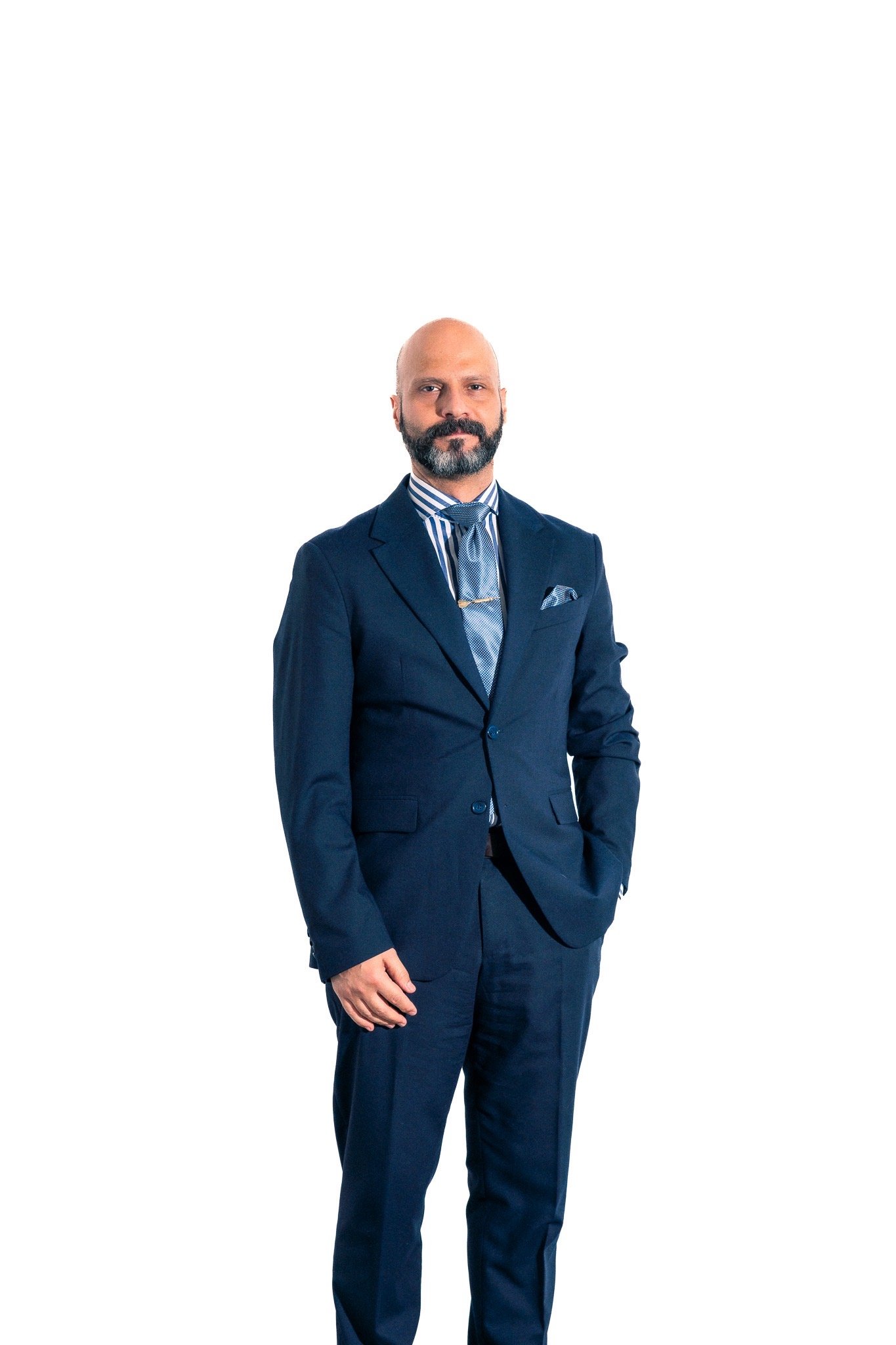 Man in a suit on a white background