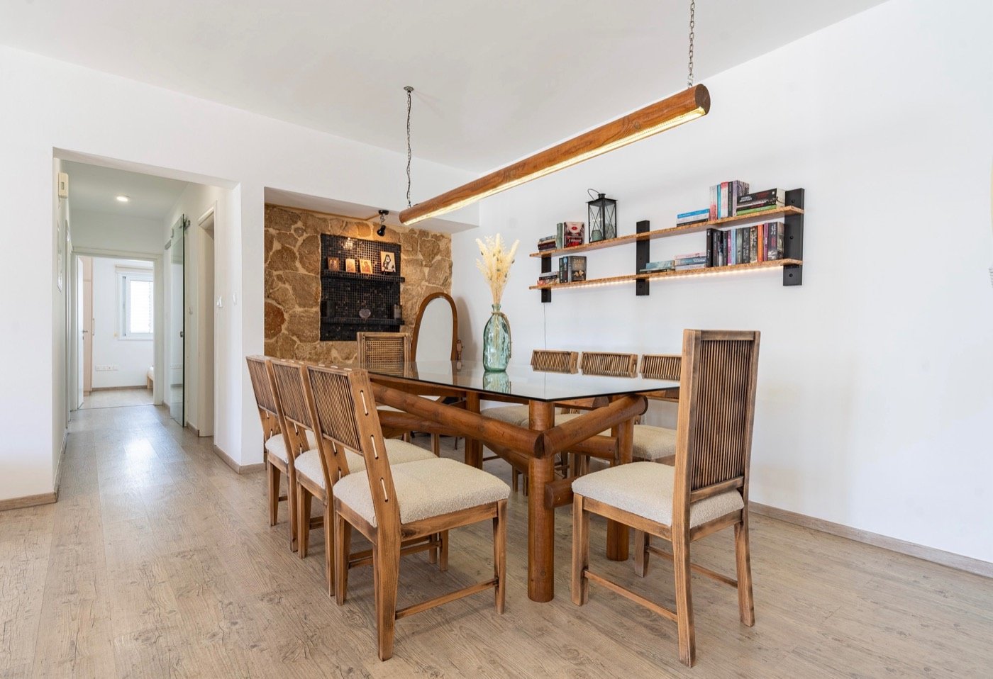 Dining table in an open-plan room
